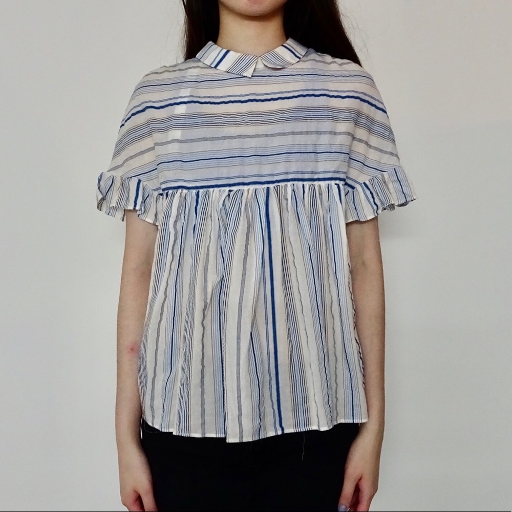 UNIQUE COLLAR PEPLUM SUMMER TOP